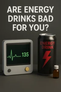 Infographic showing top 10 negative effects of energy drinks.