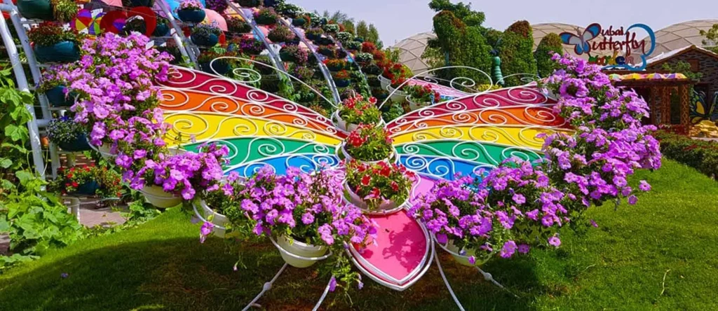 Families enjoying Dubai Miracle Garden pathways