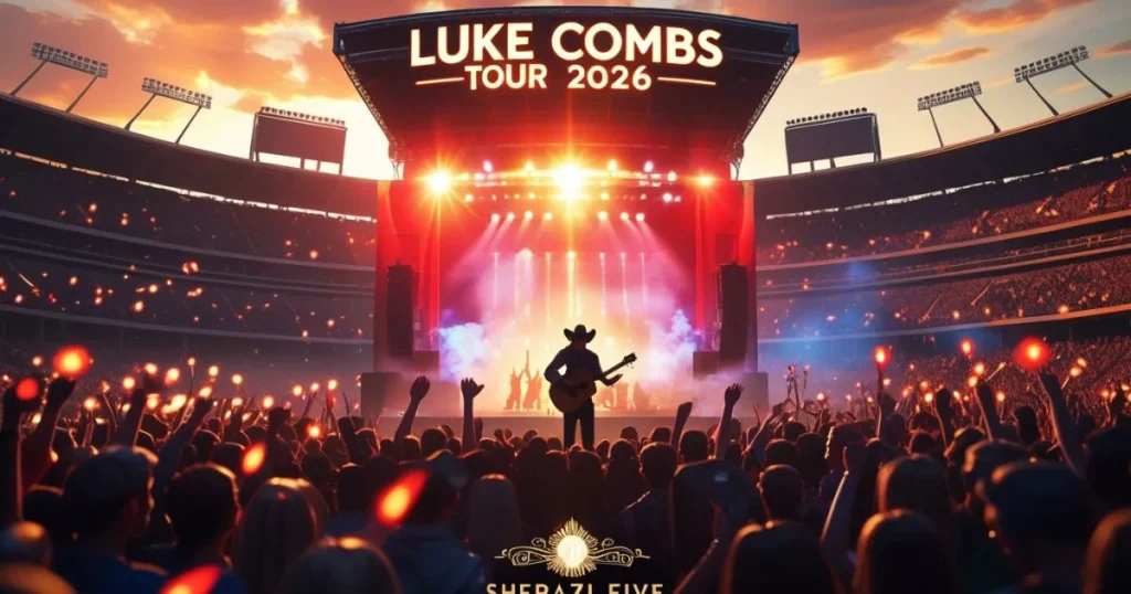 Luke Combs singing at Murrayfield Stadium Scotland during Europe tour